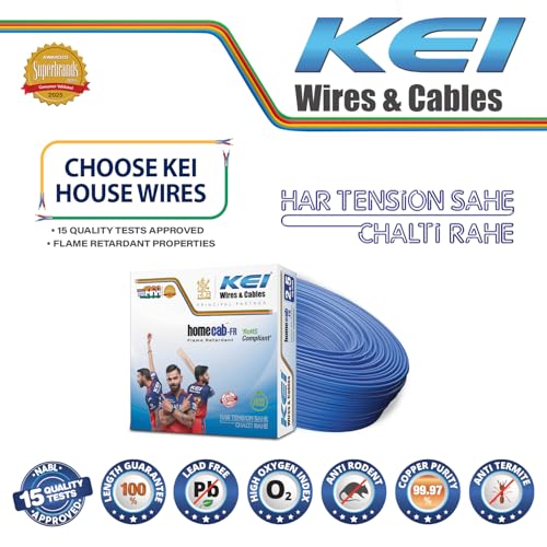 Image of KEI WIRES & CABLES Homecab 2.5 sqmm 1 Core Copper Flame Retardant House Wire PVC Insulated Cable for Domestic & Industrial Electrical Wiring (Blue, 90 Meters)