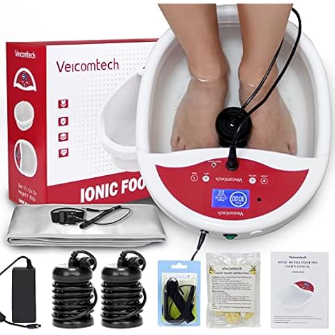 veicomtech Ionic Foot Bath Detox Machine, Foot Detox Machine, Ionic Foot Spa Kit with 10 Ginger Tablets 2 Arrays FIR Belt for Home Salon Spa Cover