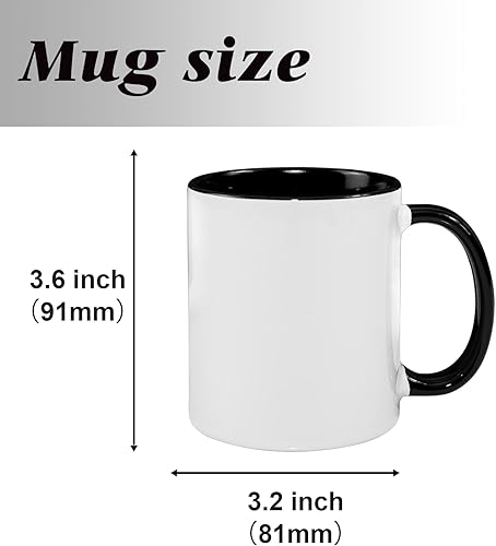 Miniatura 2 de MR.R Tazas de café en blanco de sublimación de 11 onzas, taza blanca con taza de color negro interior y asa, juego de 2