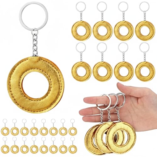 24pcs Cartoon Characters Themed Party Favors Theme Gold Ring Keychains Gift