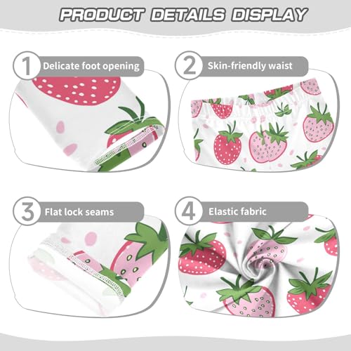 Wusikd Strawberry Girls' Leggings Toddler Doodles Pink Green Kids Yoga Pants Dance Active Tights 4T3