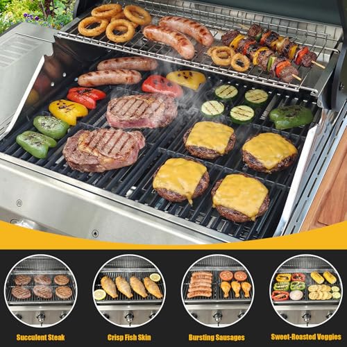 GFTIME 41.5 x 62cm Gusseisen Grillrost für Taino PRO/RED 4 und 6 Serie, Grillrost Zubehör für Burnhard Fred, Grill Roste Ersatzteil für Tepro gasgrill 3661, 2 Stück