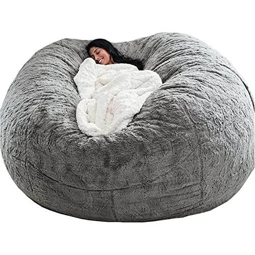 Poltrona A Sacco Gigante Recaceik | Ovale In Velluto Con Memory Foam | 110x90x80 Cm | Divano Soffice Per Adulti E Ragazzi