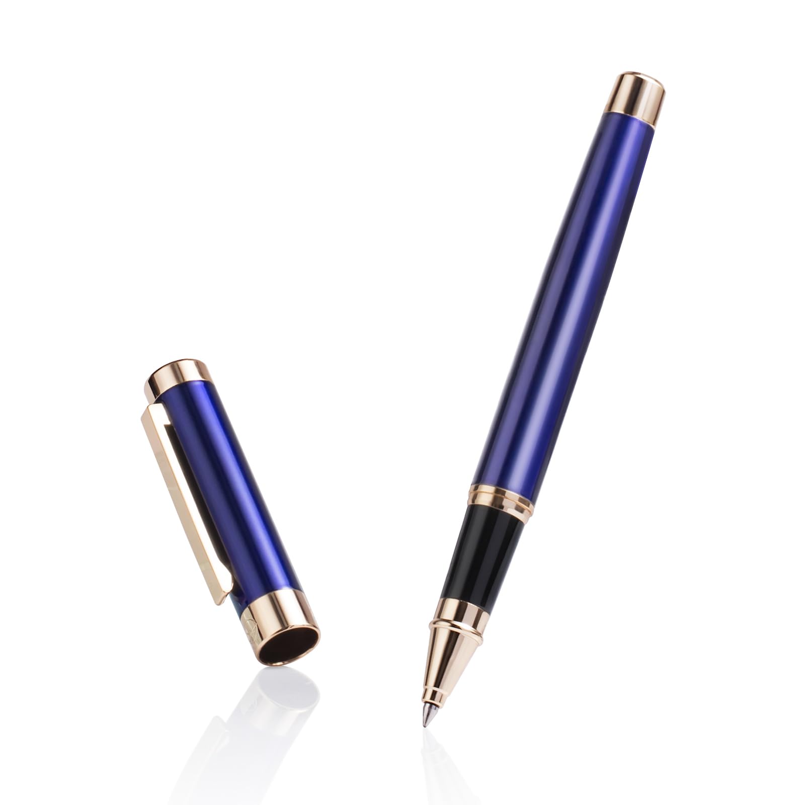 Bolígrafo de lujo con acabado dorado de 24 quilates, diseños elegantes y elegantes, tinta refull, el mejor juego de regalo para hombres y mujeres, profesional, oficina ejecutiva (azul)