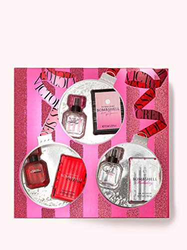 Victoria s Secret Bombshell Eau de Parfum 3-Piece Mini Spray Set for Women (Bombshell, Bombshell Intense, Bombshell Holiday)