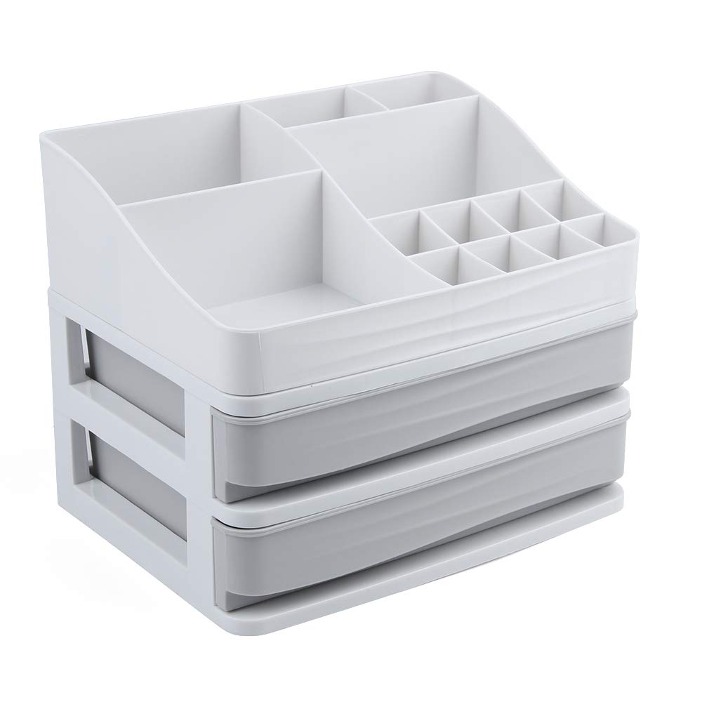 ELUCHANG Cosmetics Makeup Organizer Storage: 9.2" Detach Make Up Organizers and Storage with Drawers Large Skincare Organizers for Vanity Countertop Dresser Bedroom Bathroom Desk Light Gary