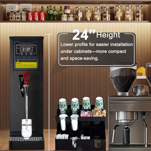 Image of Hot Water Dispenser Commercial Water Boiler Countertop Hot Water Machine Stainless Steel Step-heating Temperature Control 86-212F for Boba Tea Coffee Office Restaurant 1600W, 25L(6.6GAL) /Hour, Black