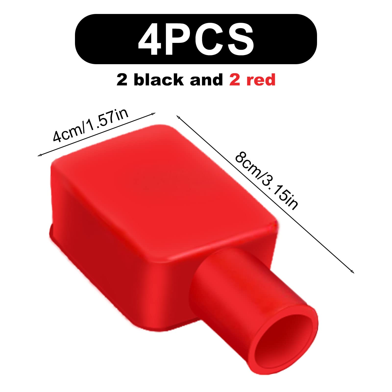 6-Piece Battery Terminal Covers - Red & Black PVC Insulating Protector Caps For Car, Boat, Motorcycle - View #2