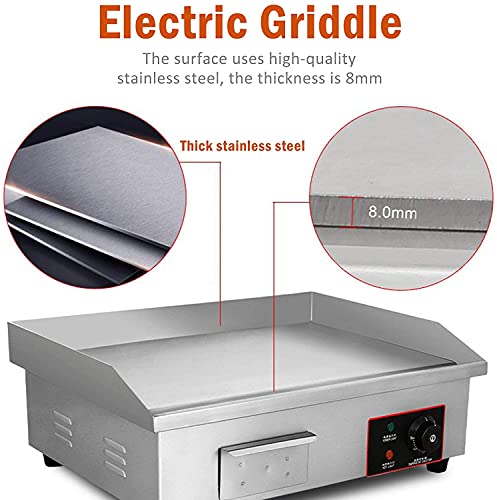 Panghuhu88 110V 3000W 22 Inch Commercial Electric Countertop Griddle Stainless Steel Bbq Flat Top Grill Hot Plate thumb #5