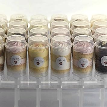 ihomecooker クリアプッシュアップケーキポップシューター プッシュポップ プラスチック容器 蓋、ベース、スティック付き 100個パック 100パック