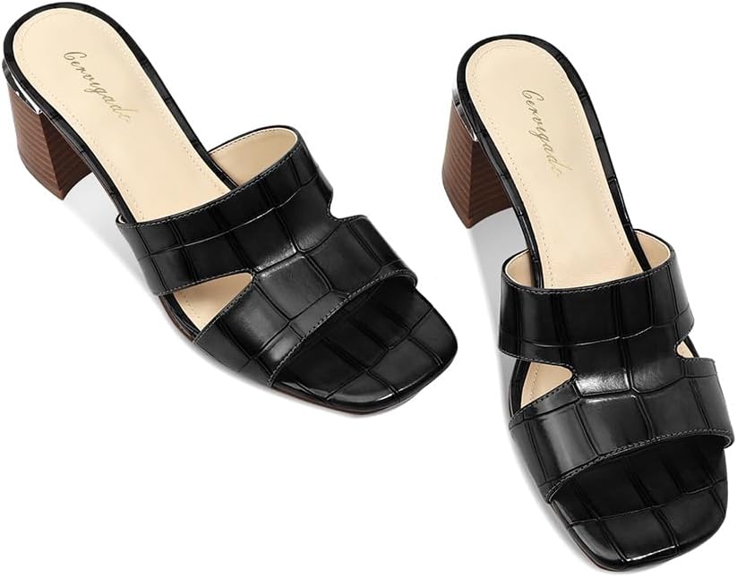 Heeled Sandals for Women Block Heel Mule Sandal Open Square Toe Chunky Heels Low Heel Women Dressy Sandals Comfy Summer Shoes for Party - Image 6