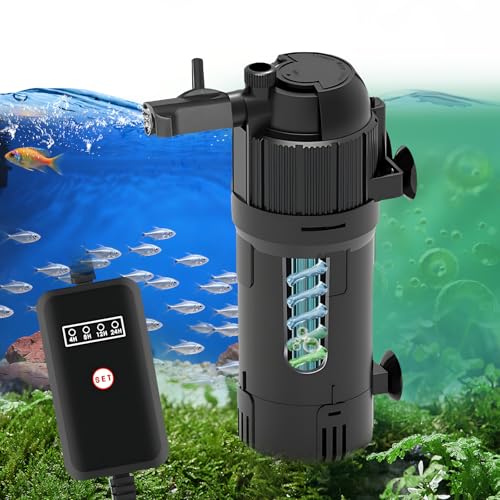 Zhwidnerso Filtre interne d'aquarium avec stérilisateur UV qui transforme l'eau verte en eau...