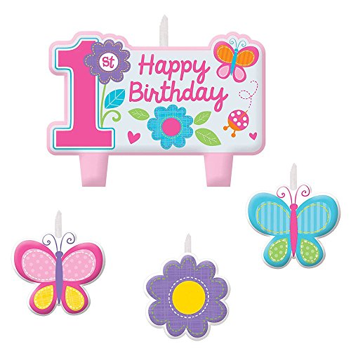 amscan Sweet Birthday Girl Birthday Candle Set,Multicolor,4 Pieces