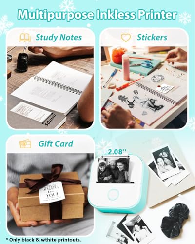 Image of Phomemo Mini Sticker Printer- Sticker Maker Machine T02, Print Pods Mini Thermal Printer Bluetooth Pocket Label Maker Inkless for DIY Printing, Study Notes, Photos, Memos, Kids /Students Green