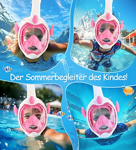 Foto von Millegu Schnorchelmaske Kinder, Taucherbrille Kinder Tauchmaske Vollmaske,180-Grad-Sicht Tauchmasken mit Panorama-Vollgesichtsmaske für Kinder ab 4 Jahren Geschenke