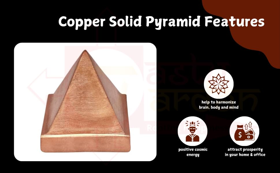 Image of Copper Pyramid | Vastu Remedy | Copper Solid Pyramid | Yantra for Healing | Pyramid for Positive Energy (Pack of 1)
