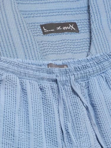 Image of StitchX Men's Airport Look Textured Seersucker Resort Cotton Shirt & Trouser Co-Ord Set S-2XL
