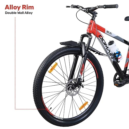 Image of Wifi Domain 29 Inches Single Speed Bicycle for Men Woman and Adults, with Dual Disc, 17 Inch Steel Frame, Hartex 2.40 Tyres, (Red Black)