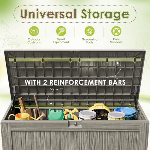 Image of Devoko 125 Gallon Outdoor Storage Box, Waterproof Resin Deck Box