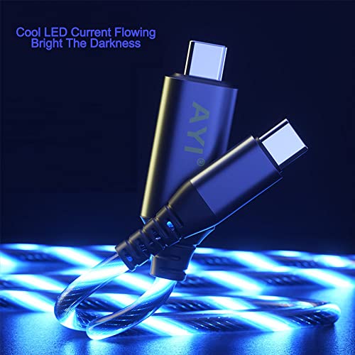 Câble de charge rapide USB C de 60W avec indicateur LED de courant visible bleu