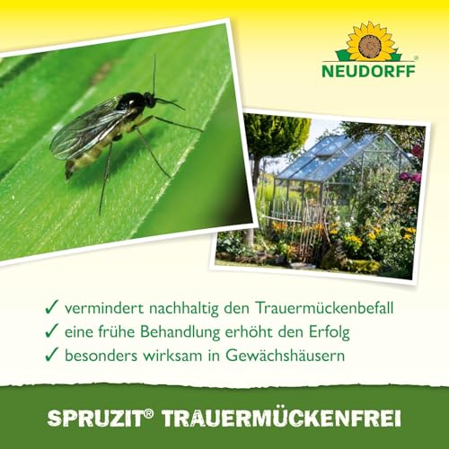 Neudorff Spruzit TrauermückenFrei – Gießmittel zur Bekämpfung von Trauermücken mit einem natürlichen Wirkstoff aus den Samen des Neem-Baums, 30 ml