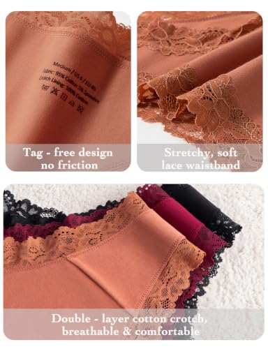 Mezluz Cotton Underwear for Women Cheeky Lace T-Back Bikini Sexy Low Rise Thongs Panties 3-Pack (Large) - image 4