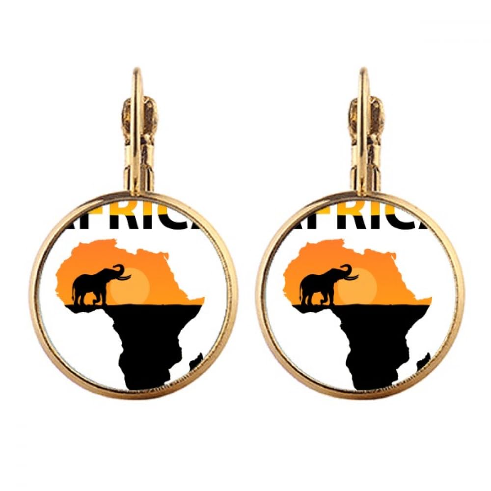 Boucles d'oreilles pendantes à clip éléphant de savane doré afmap