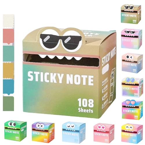 Image of Cute Monster Pattern Sticky Note (105 Sheets/Roll), Cute Monster Pattern Pad | Office Supplies Cute Stationery Sticky Notes, Self Adhesive Cartoon Theme Memo Pads, Tab Supplies (Retro Collection)