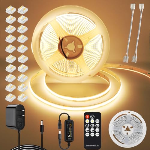 Kit de Tira Led Cob Blanca Cálida Regulable 12V con Control miniatura 1
