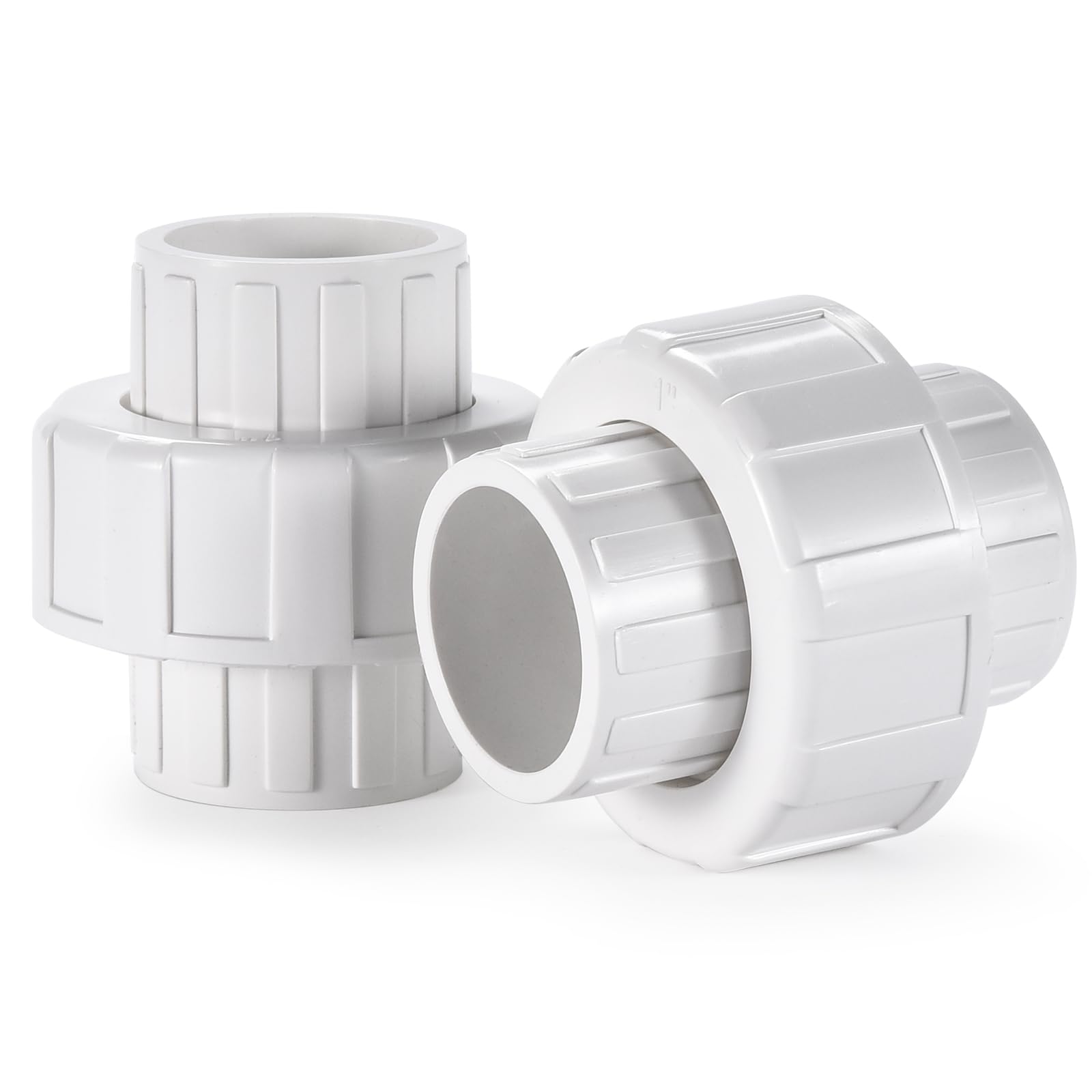 VYH 1" PVC Union Coupling Pipe Fitting,1" PVC Slip Union Schedule 40, PVC Adapter(Socket x Socket), built-in EPDM O-Ring, White (2 Pack)