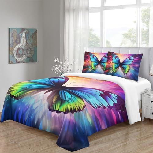 Housse de couette papillon 3D King size 220x240 cm avec 2 taies d'oreiller - 5