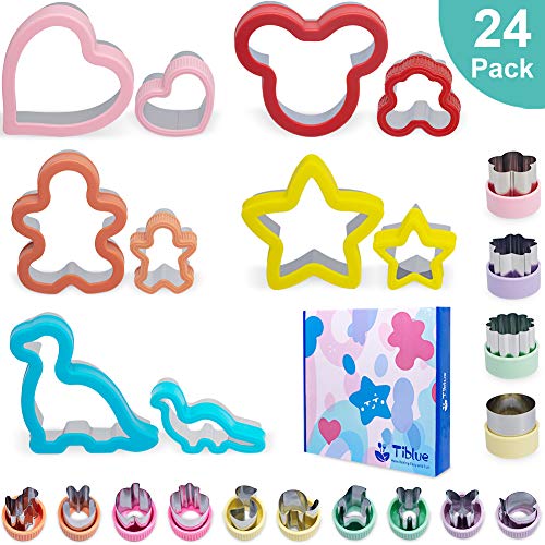 Sandwich Cutters Set 24 for Kids, Holiday Cookie Cutters Vegetable Fruit Cutter Shape