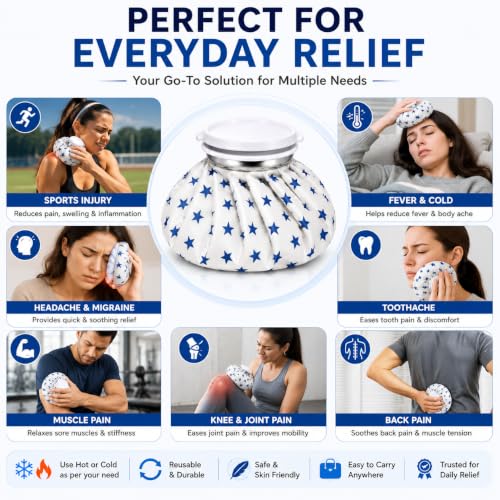Image of Zollyss Reusable Ice Bag for Injuries | Hot & Cold Therapy Ice Pack for Knee, Shoulder, Back Pain, Sports Injury, Swelling, Toothache & Headache | Leakproof Cold Compress | 9 Inch (Pack of 1)