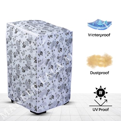 Image of Top Load Washing Machine Cover Pvc Suitable For - Lg-8-10kg | half White & Grey - Size: 60X60X93Cm