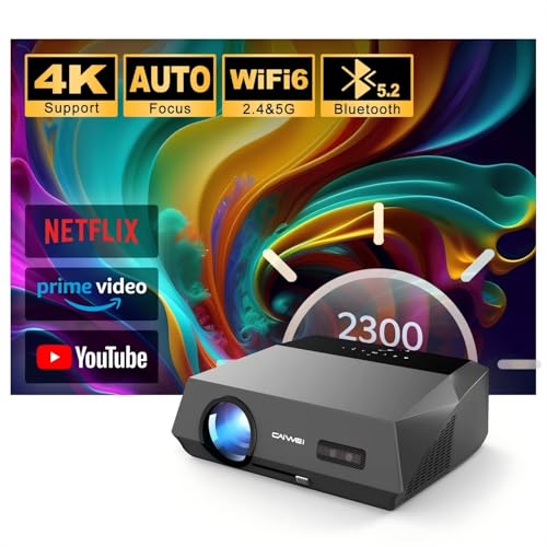 Image of Smart Projector 4K Daytime Auto Focus 2300ANSI Lumen,Ultra HD Android TV Proyector with WIFI 6,Bluetooth,NFC,HDR10+,HDMI ARC,LED Gaming Movie Projector with Speaker for Home Theater,Bedroom,Outdoor