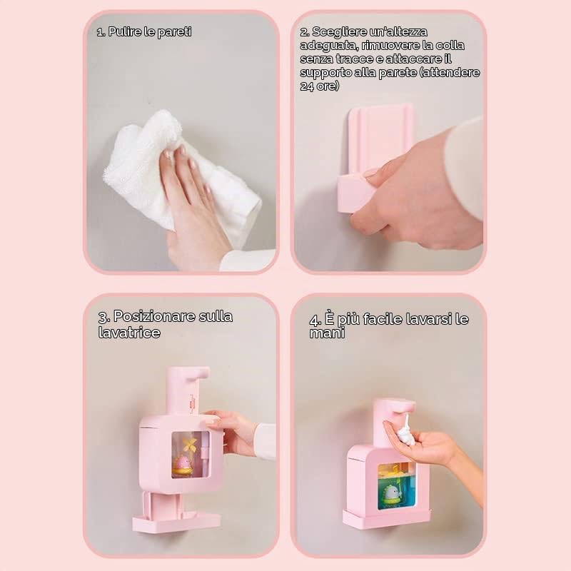 BigKing Dispenser di Sapone Automatico per Bambini, Dispenser Sapone Bagno con Sensore Touchless Sapone in Schiuma Intelligente per Cucina e Bagno(Giallo - Gatto Fortunato)
