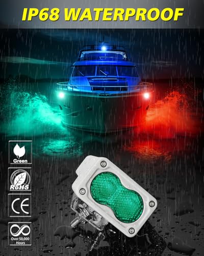 Image of 3 Inch Green LED Light Pods Waterproof 2Pcs 40W CREE LED Marine Navigation Lights Fishing Deck Cabin Courtesy Green Diffused Floodlight for Boat Pontoon Kayak Jon Yacht Truck Camper