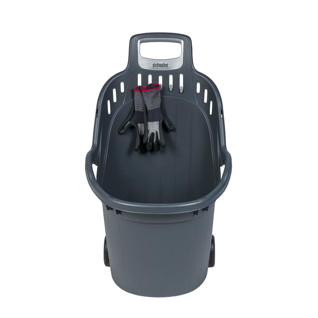 Chariot de jardin Helpy, capacité utile de 50 l, charge maximale : 60 kg, roues sur axe métallique, gris