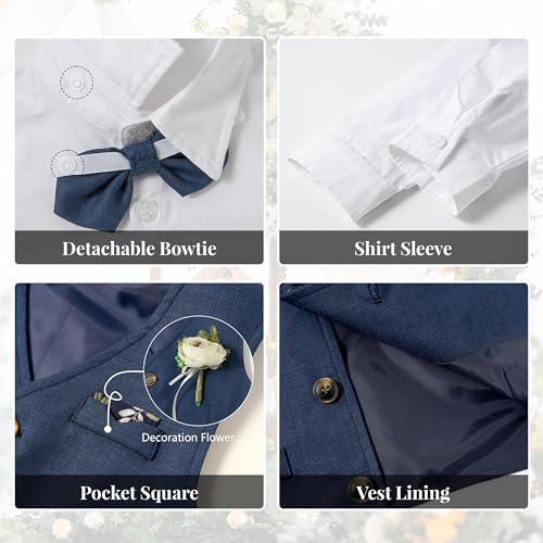 Image of Volunboy Baby Boys Formal Wedding Ring Bearer Outfits Toddler Gentleman Bowtie Vest Guest Suits Dress Shirt Pants Set