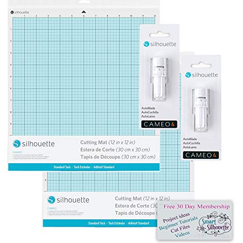 Silhouette Cameo 4 Autoblade2 and Standard Mat Doubles Pack Includes (2) 12 inch Standard Mat, (2) AutoBlade 2 for Use with The Cameo 4 and a 30 Day Trial to Smart-Silhouette