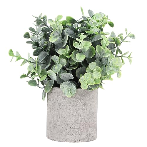 TOPPERFUN Künstliche Eukalyptuspflanze Aus Kunststoff Realistische Grüne Dekopflanze Mit Topf Für Büro Bad Wohnzimmer Ohne Pflege