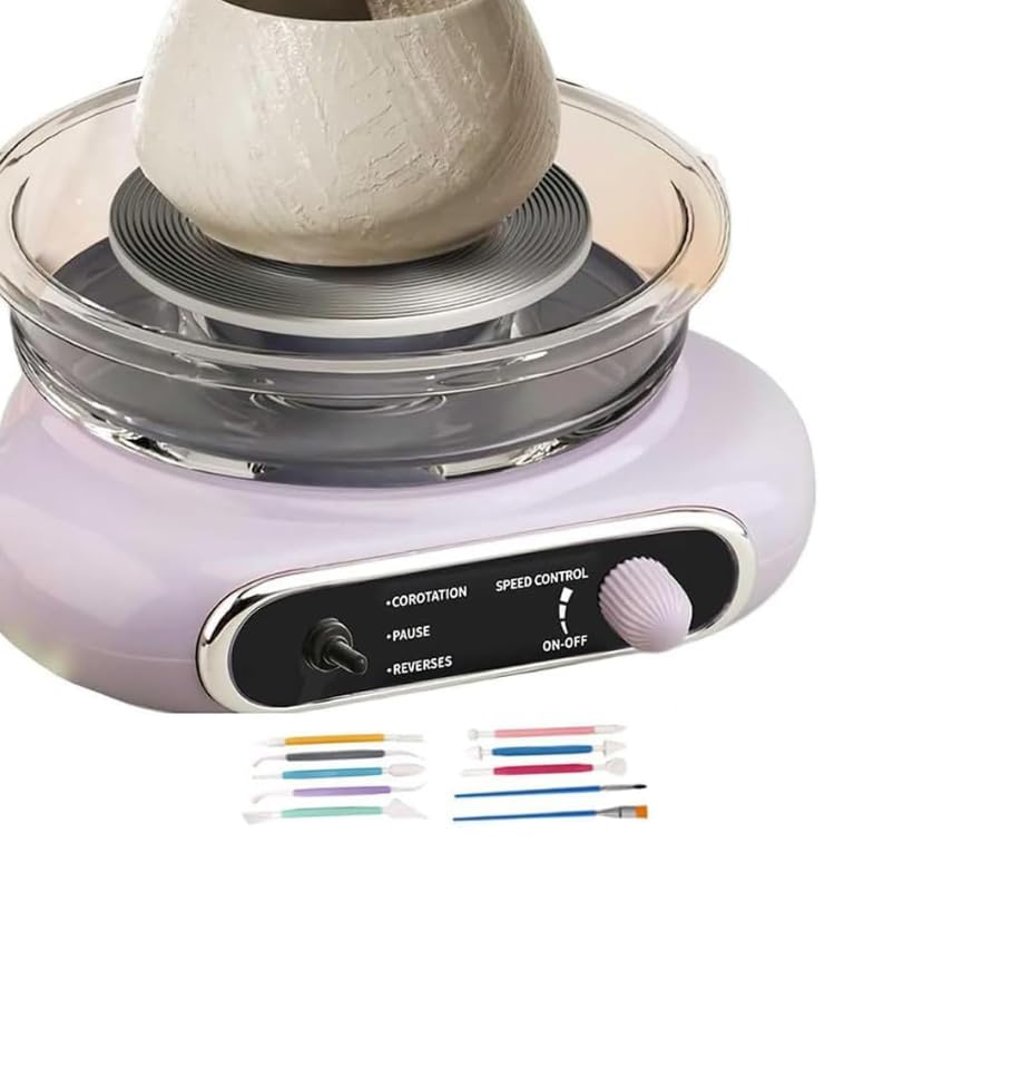 Mini outil en céramique avec pédale pour s'initier à la poterie chez soi sans encombrement