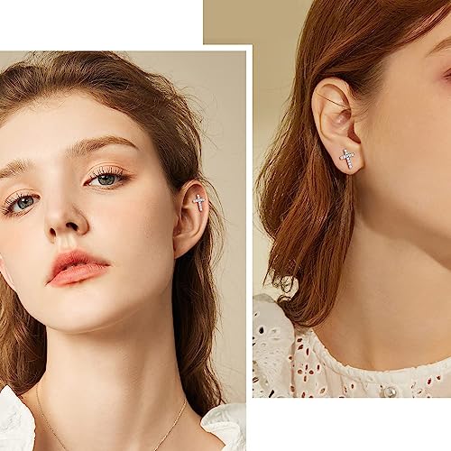 Sterling Silver Cross Earrings for Women Tiny Cross Stud Earrings for Men Gold Cross Earrings Stud Diamond Cross Earrings for Women4