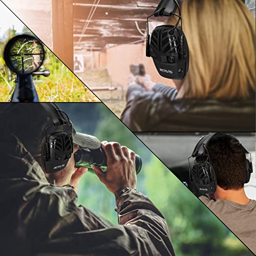 Retevis Elektronischer Schieß-Ohrenschützer, Faltbare Gehörschutz Schießsport, SNR 28dB AUX Audio Doppel Mikrofon Lärmminderung Klangverstärkung Ohrenschützer Ideal für Jagen,Schießstand (1 Pack) - Image 7