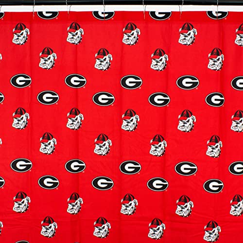 Image of College Covers Everything Comfy Georgia Bulldogs Bright and Colorful Shower Curtain Cover 70 inch x 72 inch