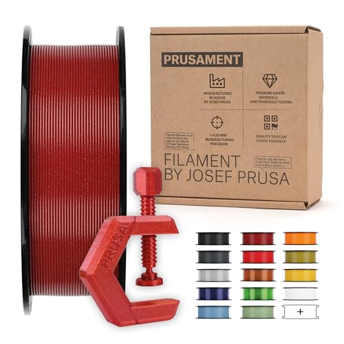 Image of Prusament 3D Printer Premium Filament PETG Carmine Red Transparent, 1.75mm - 1kg Spool - High Precision ±0.02 mm - Low Stringing - Strong Layer Bond - No Tangling - Ideal for Beginners & Professionals