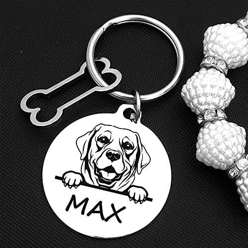 Image of Jypr Customized Pet ID Tag Personalize Black Engraved Name Collar Tag for Your Loving Pet Dog, Cat, Puppy, Horse (Round Face Tag, 35 MM Diameter and 1.5 Thick with Little Bone Charm)