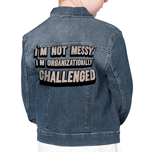 Not Messy Kids' Denim Jacket - Lazy Quotes Jean Jacket - Quotes Printed Denim Jacket for Kids