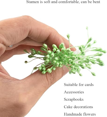 Miniatura 46 de HAHIYO 700 piezas de 0.118 in de perla amarilla de doble cabeza de estambres de flores Pistilo hecho a mano, flores artificiales para flore Amarillo