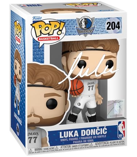 Luka Doncic 204 Facsimile Signed Reprint Laser Autographed Funko POP! Basketball NBA: Dallas Mavericks Figurine with Protector Case